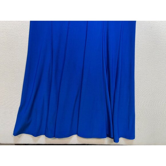 Lauren Ralph Lauren Women's Faux Wrap V Neck Dress Cap Sleeve Sz 14 Royal Blue - Picture 10 of 10